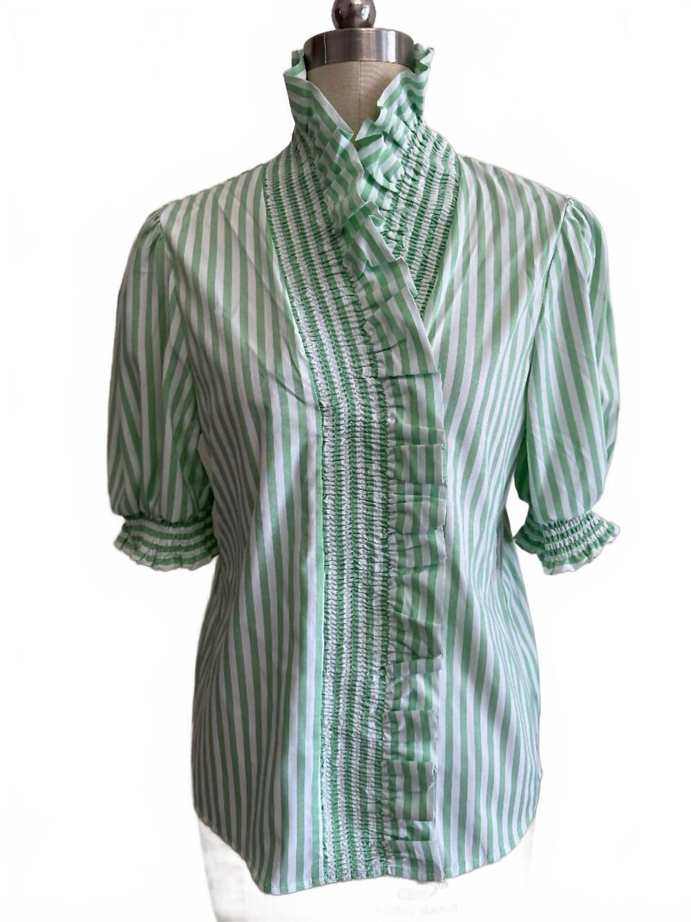 NEW BOHO CHIC women's apple stripe blouse in green